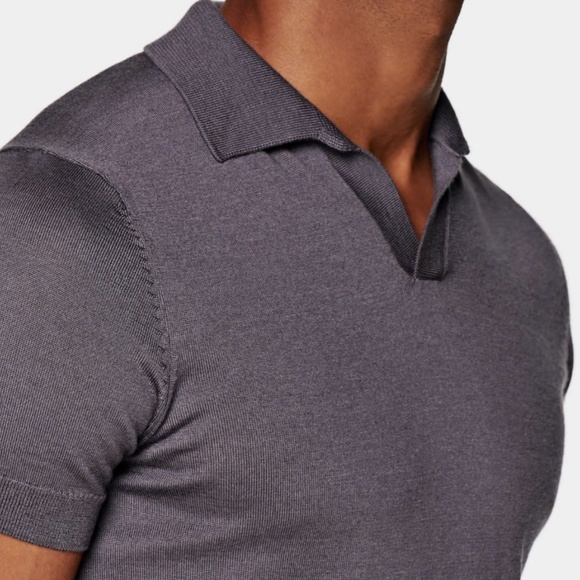 Purple Merino Buttonless Polo - S - Picture 10 of 14